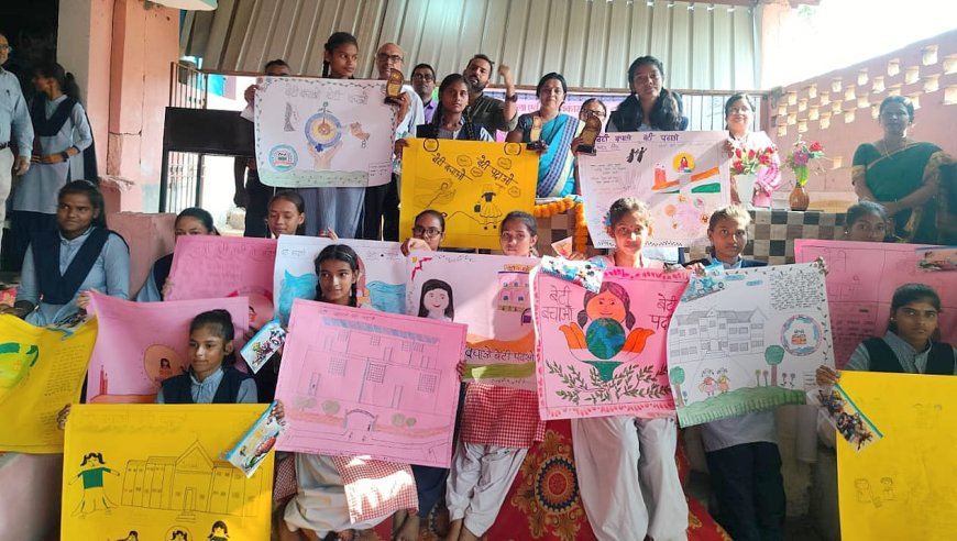 अंतराष्ट्रीय बालिका दिवस पर पेंटिंग प्रतियोगिता का आयोजन, महिला सुरक्षा एवं सशक्तिकरण विषय पर छात्राओं ने बनाई पेटिंग।