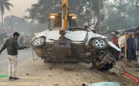 मधेपुरा में भीषण सड़क हादसा: हाइवा और कार की टक्कर में चार लोगों की दर्दनाक मौत