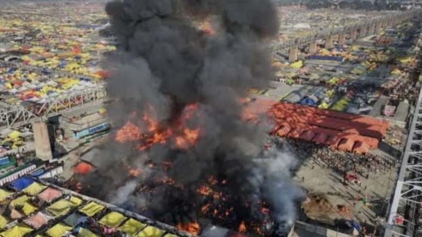 प्रयागराज: माघ मेले में भीषण आग, कई टेंट जलकर खाक, मची अफरा-तफरी