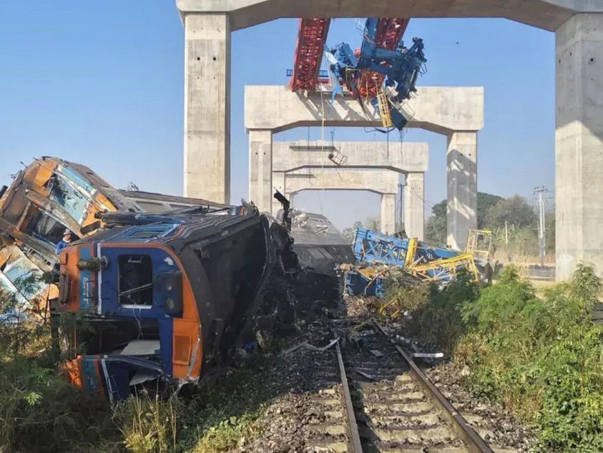 थाईलैंड में बड़ा रेल हादसा: ट्रेन पर गिरा निर्माण क्रेन, 19 लोगों की मौत