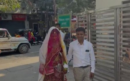 विदाई के बाद सीधे इंटरव्यू देने पहुंची दुल्हन, बनी चर्चा का विषय