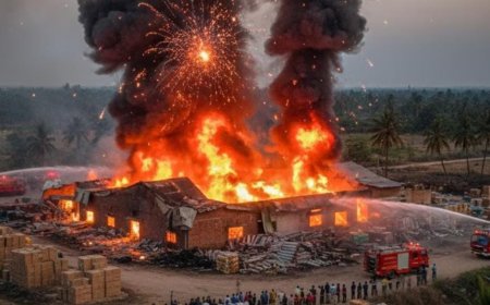 आंध्र प्रदेश में पटाखा बनाने वाली यूनिट में लगी भीषण आग, इलाके में मची अफरा-तफरी