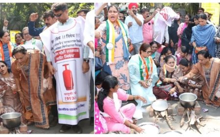 गैस सिलेंडर महंगा हुआ तो सड़क पर जला चूल्हा: ठाणे में शरद पवार की एनसीपी का अनोखा विरोध