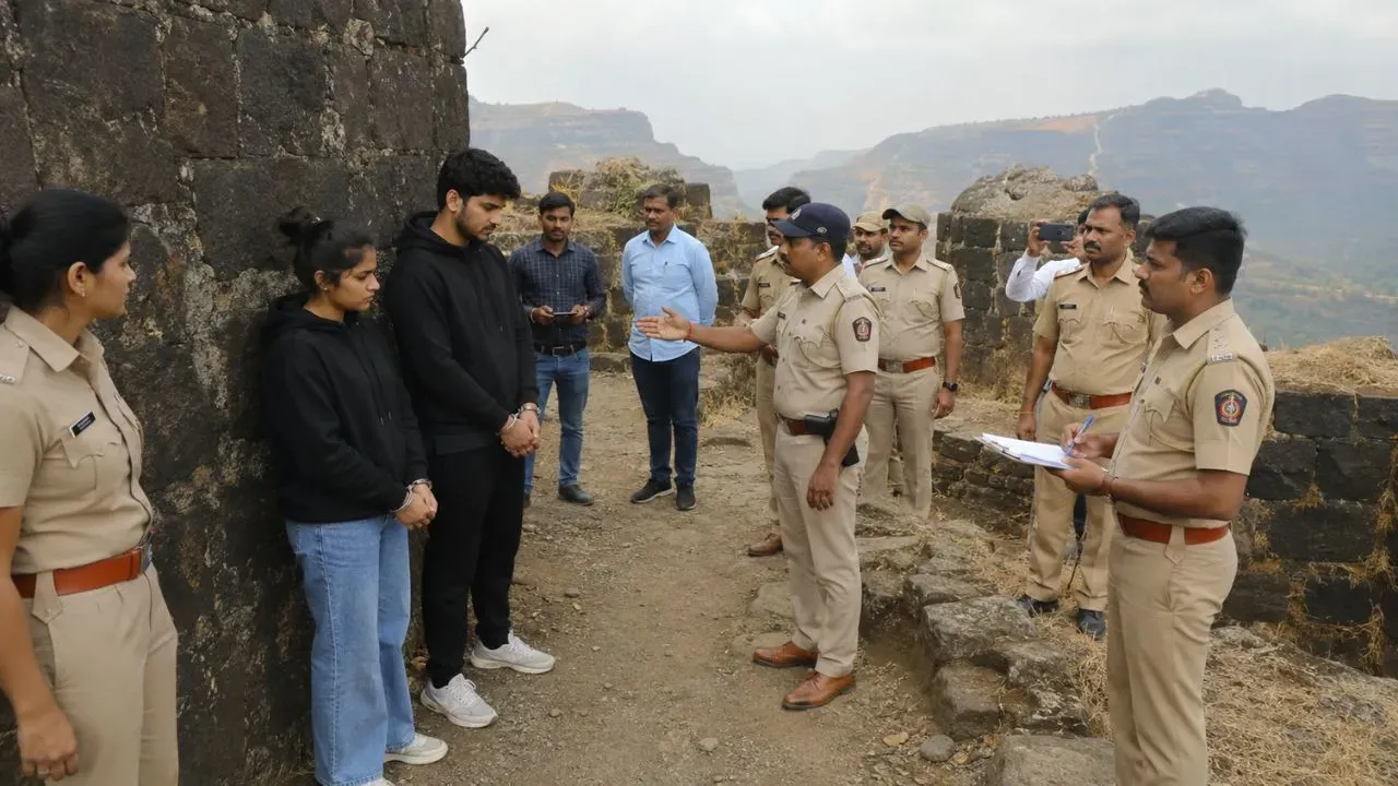 केतन अग्रवाल मर्डर केस की जांच के दौरान लोहागढ़ किले में सिया गोयल और चेतन चौधरी के साथ क्राइम सीन रीक्रिएशन करती पुलिस। | Source: Social media केतन अग्रवाल मर्डर केस की जांच के दौरान लोहागढ़ किले में सिया गोयल और चेतन चौधरी के साथ क्राइम सीन रीक्रिएशन करती पुलिस। | Source: Social media