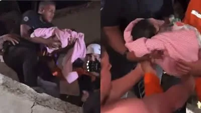 रेस्क्यू टीम को एक ऐसी ही ढही हुई इमारत के मलबे में एक नवजात बच्चे के फंसे होने की सूचना मिली। | Source: (Photo/X)