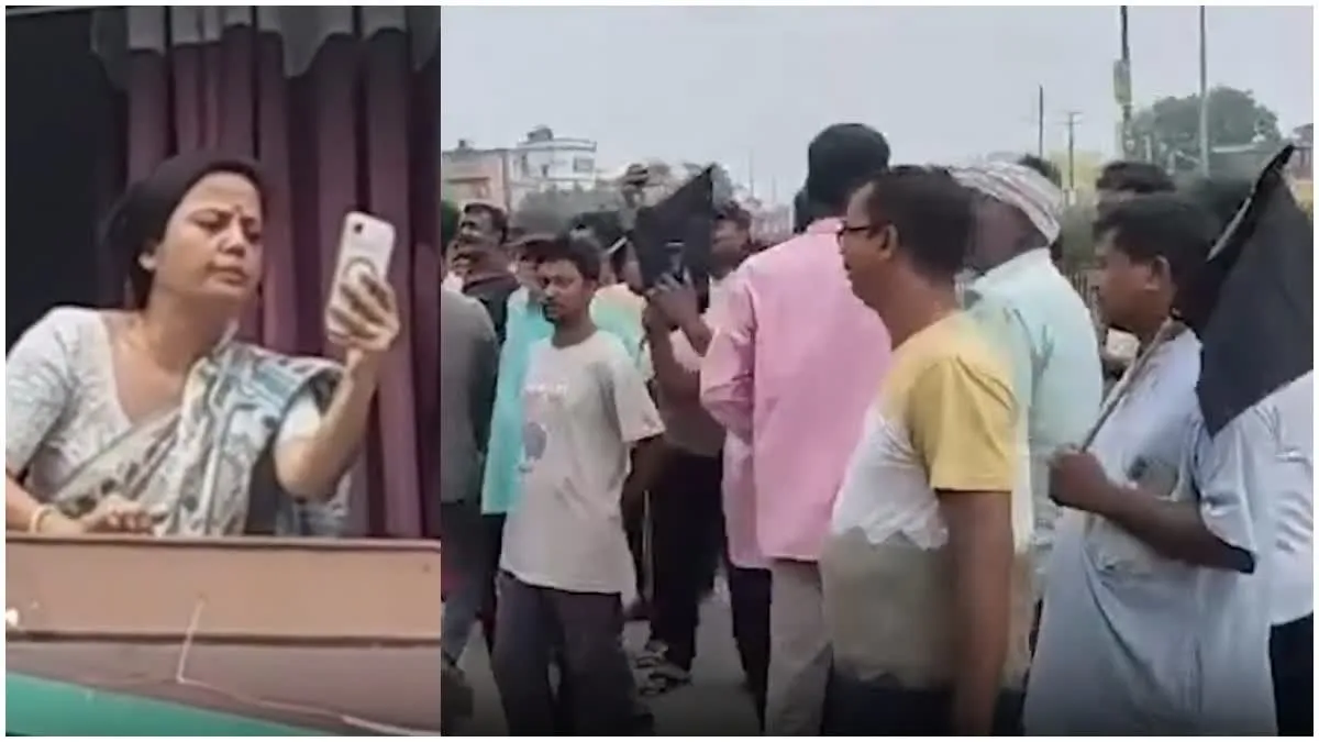 नादिया में विरोध प्रदर्शन के दौरान टीएमसी सांसद महुआ मोइत्रा ने भाजपा समर्थकों पर अंडे फेंकने और नारेबाजी का आरोप लगाया। | Source: Etvbharat.com