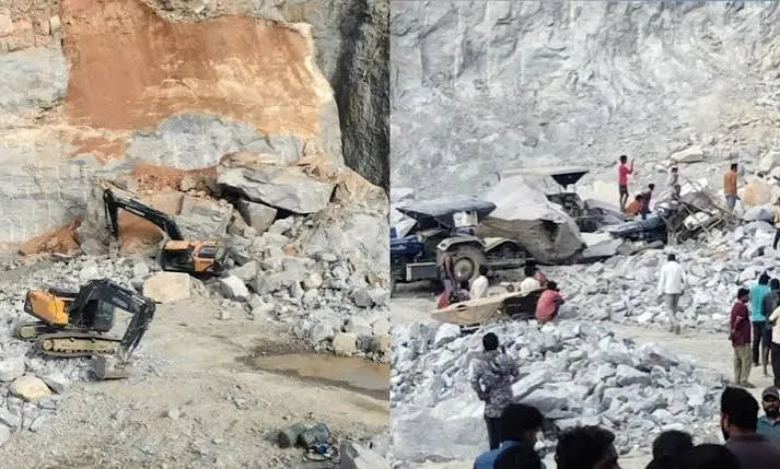बेंगलुरु की पत्थर खदान में चट्टान गिरने से 7 मजदूरों की मौत। | Source: Social media