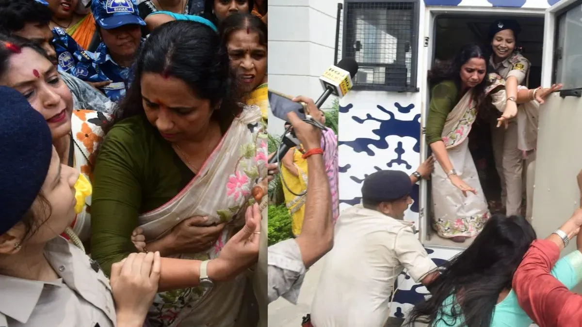 बांकीपुर उपचुनाव में नामांकन के बाद पुलिस हिरासत में ले जाई जा रहीं JJD प्रत्याशी वीणा मानवी। | Source: Chrome