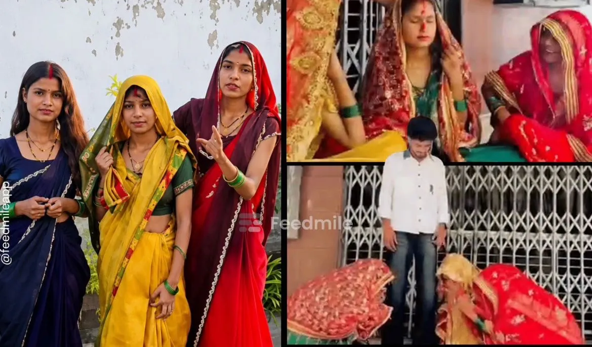 तीन बहनों ने साथ रहने के लिए एक ही युवक से शादी की। | Source: Facebook: feedmile