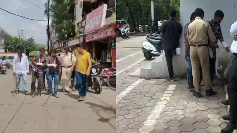 पहले वीडियो में आरोपियों के हाथ में बंधी है पट्टी और सही से नहीं चल पा रहे, दूसरे में उसे खुद ही खोलते दिखे. पहले वीडियो में आरोपियों के हाथ में बंधी है पट्टी और सही से नहीं चल पा रहे, दूसरे में उसे खुद ही खोलते दिखे.