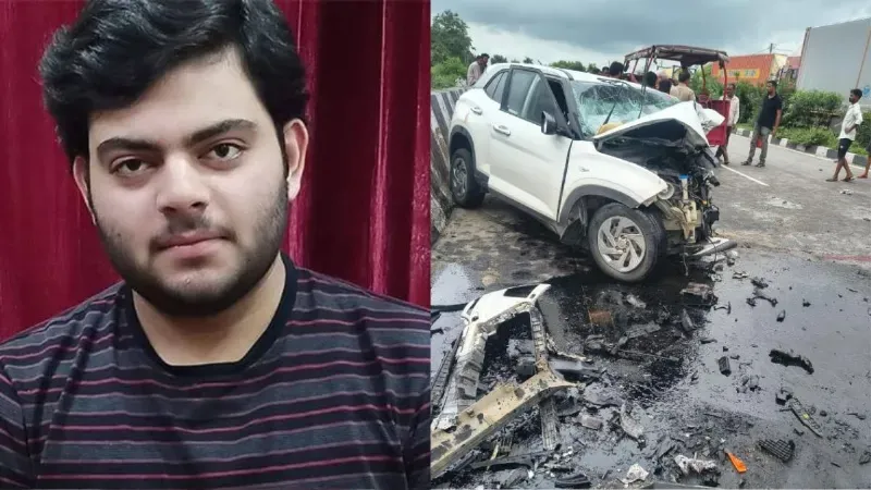 अतीक अहमद के बेटे अबान अहमद की दुर्घटनाग्रस्त कार। अतीक अहमद के बेटे अबान अहमद की दुर्घटनाग्रस्त कार।