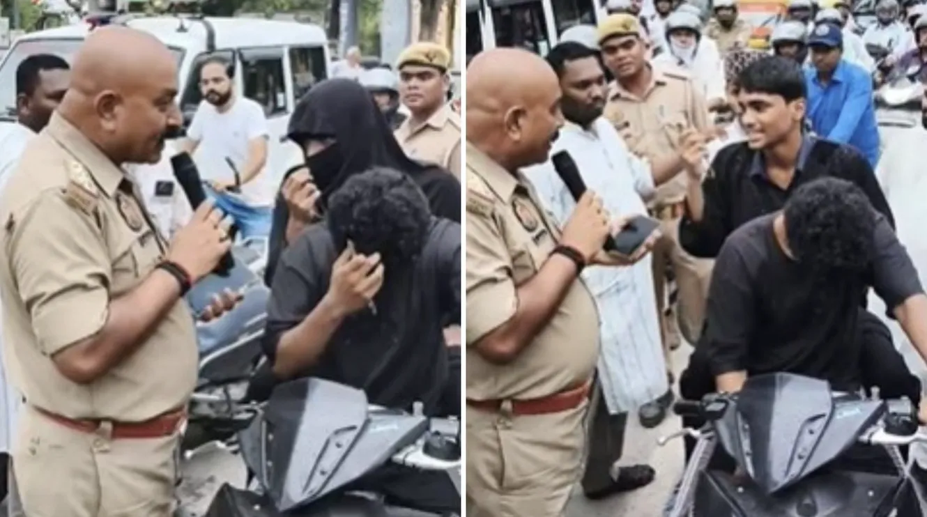 पकड़े जाने पर पुलिस से माफी मांगते युवक। - फोटो : अमर उजाला